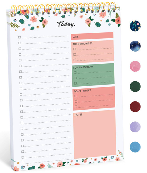 To Do List Pad - To Do List Notebook for Work with 52 Sheets, Undated Daily Planner Perfect for Daily Tasks and Goal Setting, To Do List Notepad Suitable for Office, Home and School-Floral Bloom