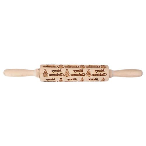 BESTOYARD Rolling Pasta Rolling Pin Wooden Rolling Pin Embossing Tool Christmas Embossed Baking Roller Cookie Rolling Pin Engraved Rolling Pin Christmas Stick for Baking Dough Roller Depth