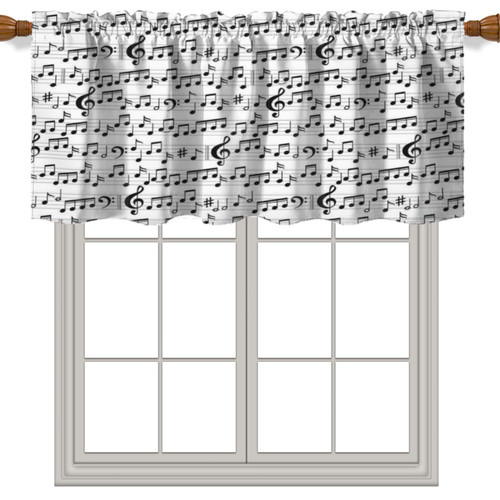 Fanjanmey Music Theme Valance Curtain,Abstract Clef Sheet Pattern Kitchen Curtains Rod Pocket Window Treatment Valance for Bathroom Basement,White,60 x 18 in Fanjanmey Music Theme Valance Curtain,Abstract Clef Sheet Pattern Kitchen Curtains Rod Pocket Window Treatment Valance for Bathroom Basement,White,60 x 18 in