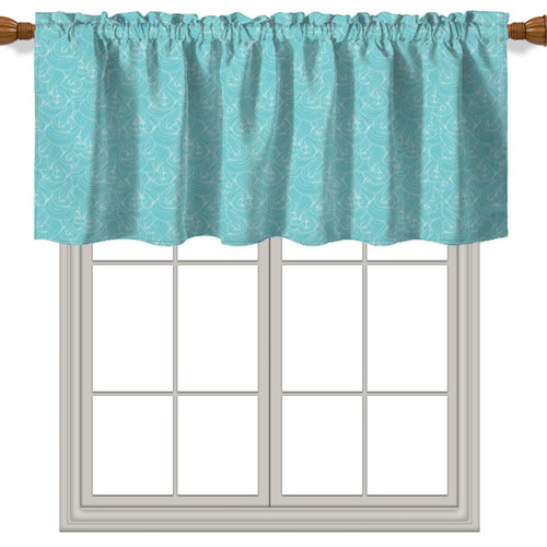 Abstract Theme Valance Curtain,Ocean Waves Pattern Kitchen Farmhouse Window Valance for Living Room Bedroom Bathroom Decor,White Turquoise,52" by 18" Abstract Theme Valance Curtain,Ocean Waves Pattern Kitchen Farmhouse Window Valance for Living Room Bedroom Bathroom Decor,White Turquoise,52" by 18"
