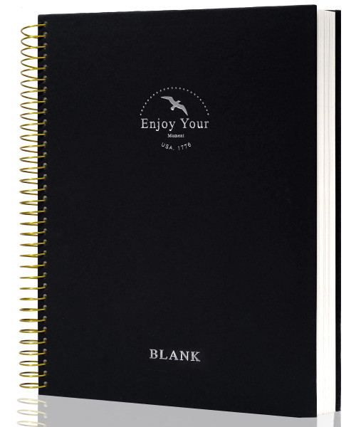 FLYING EAGLE Blank Paper Spiral notebook Journal 8.5 x 11 Blank Large Spiral Notebook 210 Pages Hardcover Spiral Sketchbook Sketch Book for drawing for Men Women,Black