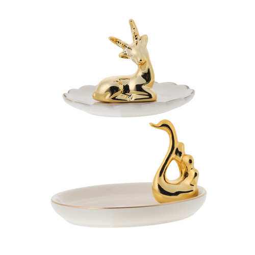 Holibanna 2pcs Jewelry Storage Tray Necklace Organizer Box Earring Storage Organizer Desk Trays Animal Shape Ring Holder Ceramic Dish for Jewelry Decorative Trinket Tray Ceramics Cosmetic