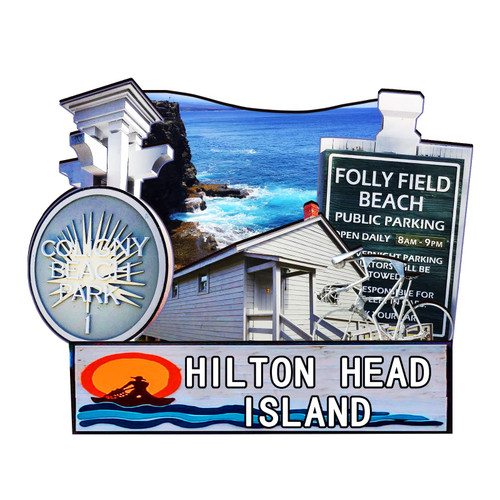 U.S. Hilton Head Island Wooden Magnet 3D Fridge Magnets Travel Collectible Souvenirs Decorations Handmade Crafts