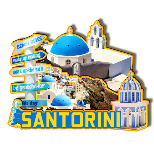 Santorini Greece Wooden Magnet 3D Fridge Magnets Travel Collectible Souvenirs Decorations Handmade Crafts 3