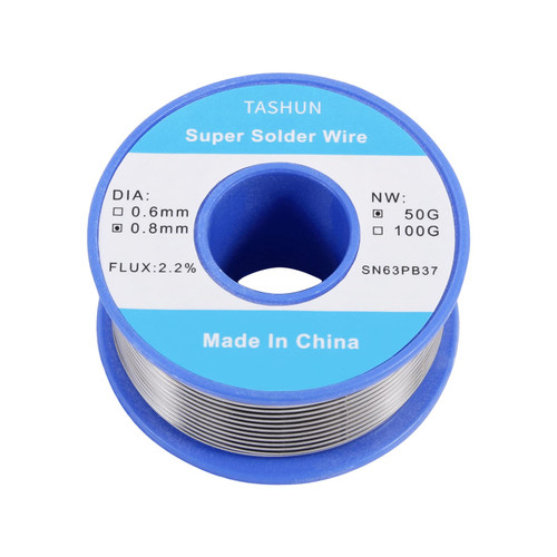 TASHUN Sn63-Pb37 Tin Lead Rosin Core Solder Wire for DIY Creation and Repairing with 2.2% Soldering Flux (0.8mm 50g, 1)