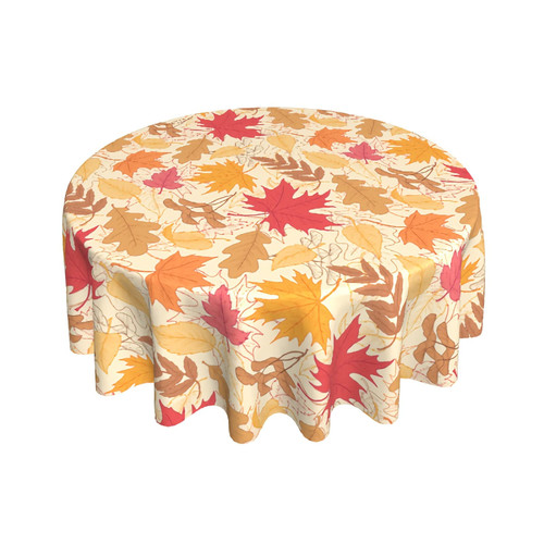 Fall Leaf Round Tablecloth 60 Inch Autumn Harvest Maple Leaves Tablecloth Thanksgiving Table Cloth Farmhouse Rustic Polyester Table Cover for Holiday Kitchen Dining Room Party Indoor Outdoor Decor