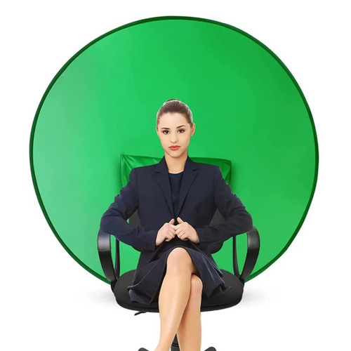 Green Screen Round Backdrop Cover 142cm Portable Green Screen Chair Background for Video Chats Video Conference Game Single Layer L Size