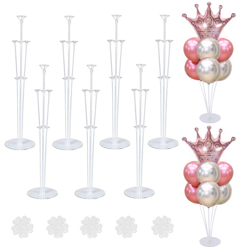 ROYUYE 7 Sets Balloon Stands for Table Balloon Stand Kits Clear Table Balloon Centerpiece Stand Balloon Holder Decorations for Birthday Baby Shower Graduation Party Decorations