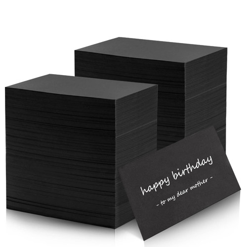 Tecmisse 480 Sheets Blank Index Cards, 3 x 5 Inch Black Note Cards, Heavy Business Craft Crads. Study Flash Card and Gift Cards