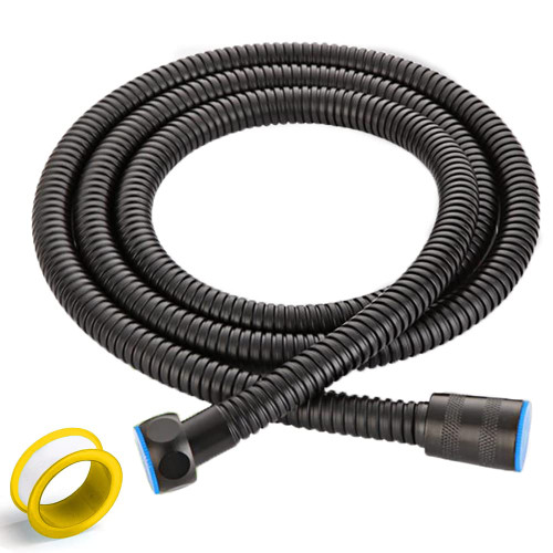 PIGIAOKA Black Shower Hose Extra Long 59 Inches Handheld Shower Head Hose Stainless Steel Hand Shower Hose Flexible Replacement Part with Brass Insert and Nut