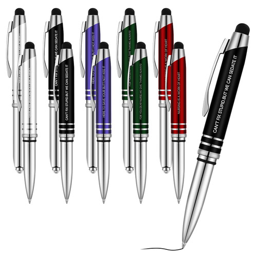 Teling 10 Pcs Nurse Gift Pen with LED Flashlight Nurse Gift Penlight with Stylus Tip Multi Function Nursing Pens for Nurses Medical Pens LED Ballpoint Pens for Medical Assistants Office Nurse Gifts