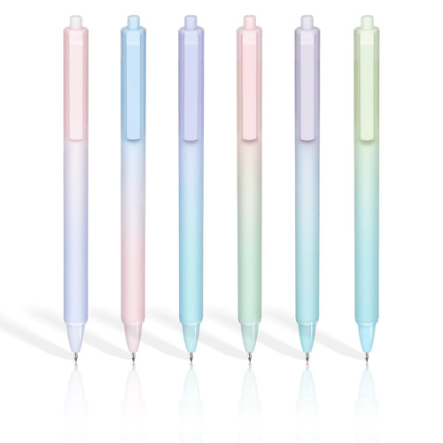 Temiary 6Pcs Cute Retractable Gel Ink Pens, Quick Dry 0.5mm Fine Point No Bleed & Smear Black Ink Pen, Aesthetic Smooth Writing Pen for Home School Office Journaling Note Taking