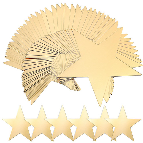 Gold Decor 50pcs Glitter Star Cutouts Paper Star Confetti Cutouts Pentagram Cutouts for Bulletin Board Stars Accents Classroom Wall Party Decoration Supply Star Cutouts