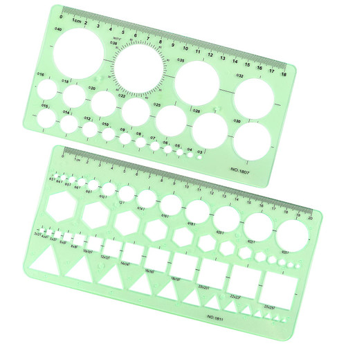 Tamaki Circle Template Measuring Geometry Ruler Geometric Drawings Stencils Rulers Scale Drafting Digital Drawing Set for Office and School Building Formwork Drawings Templates, 2 Pack