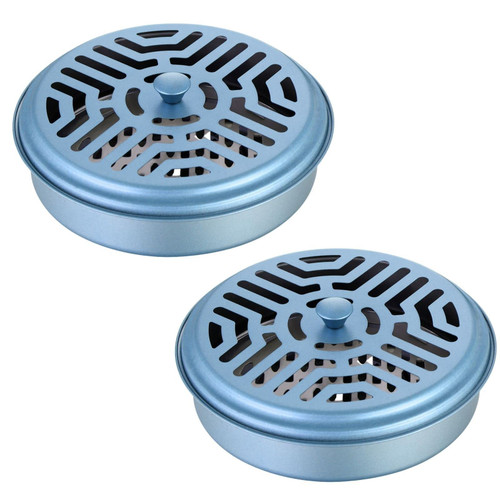 2pcs Mosquito Coil Holder with Covers, Portable Mosquito Incense Burner, Sandalwood Coil Rack
