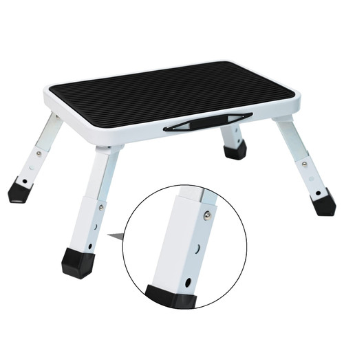 Ollieroo Height-Adjustable Folding Step Stool, Metal One Step Stool with Non-Slip Platform, 3 Levels RV Step Ladder for Kids and Adults, Portable Foot Stool Max Load 330 lbs(White) Ollieroo Height-Adjustable Folding Step Stool, Metal One Step Stool with Non-Slip Platform, 3 Levels RV Step Ladder for Kids and Adults, Portable Foot Stool Max Load 330 lbs(White)