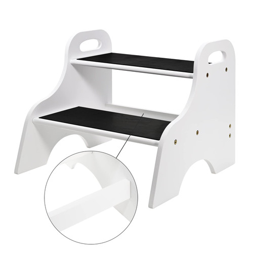 Ollieroo Bamboo 2 Step Stool, Heavy Duty Kids Step Stool with Non-Slip Stepping Surface, Stepping Stool for Kids Adults, Toddler Step Stool for Bathroom Sink Kitchen Counter Bedside(White)