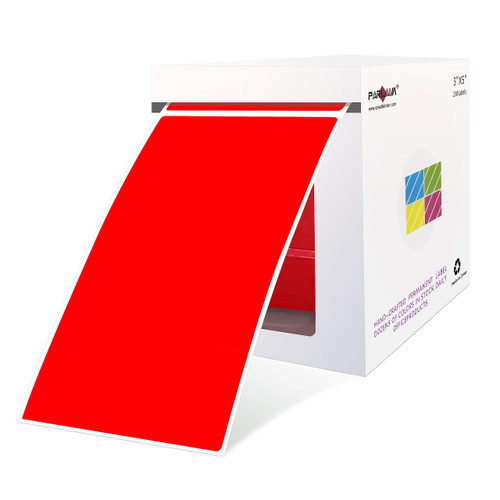 PARLAIM 3" X 5" Red Square Color Coding Stickers, Permanent Adhesive Rectangular Color Coded Labels 250pcs for Name Tags Moving Box