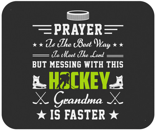 Hockey Gift Mousepad 9" Mousemat - Messing Hockey Grandma Father - Hockey Player Black Office Poster Gift Mousepad Mouse Mat
