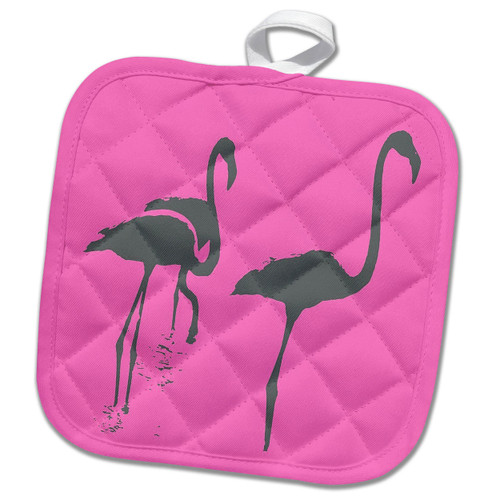 3dRose Minimalistic Three Flamingos Grey Silhouette On Pink - Potholders (phl-361123-1) 3dRose Minimalistic Three Flamingos Grey Silhouette On Pink - Potholders (phl-361123-1)