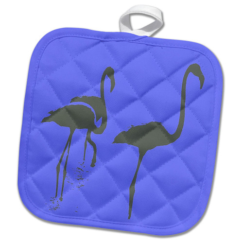 3dRose Minimalistic Three Flamingos Grey Silhouette On Blue - Potholders (phl-361124-1) 3dRose Minimalistic Three Flamingos Grey Silhouette On Blue - Potholders (phl-361124-1)