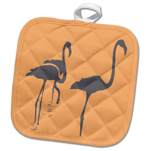 3dRose Minimalistic Three Flamingos Grey Silhouette On Peach - Potholders (phl-361125-1) 3dRose Minimalistic Three Flamingos Grey Silhouette On Peach - Potholders (phl-361125-1)