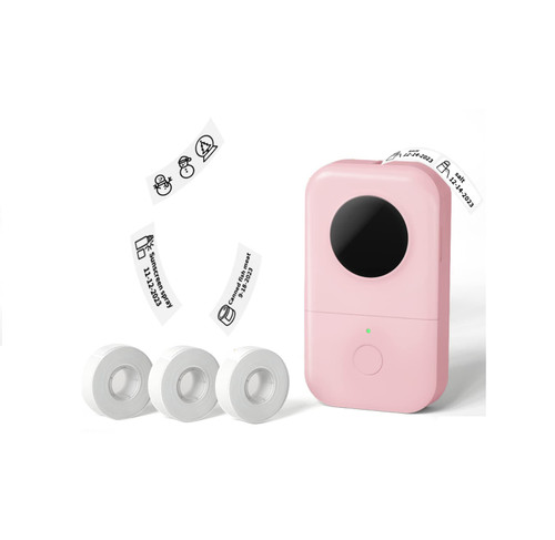Phomemo Label Makers D30 with 3 Adhesive Label Thermal Paper Bluetooth Label Maker Thermal Label Printer Paper, Easy to Use,for Home Office School Organization,Rechargable- Pink