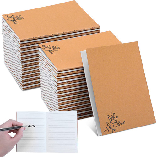 48 Pcs Left Handed Notebooks Kraft Paper College Ruled Notebook 48 Pages Lefty Notebooks for School Office Home Lefty People Gifts Supplies, 4.13 x 5.5 Inches