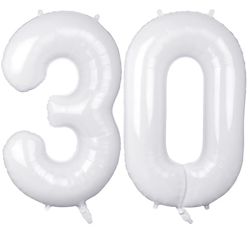 40 Inch White 30 Number Balloons, Jumbo Foil Balloons for 30th Birthday Party Decorations Supplies / 30th Anniversary Event 40 Inch White 30 Number Balloons, Jumbo Foil Balloons for 30th Birthday Party Decorations Supplies / 30th Anniversary Event