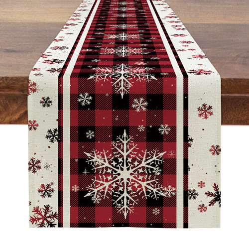 TPHIHPT Christmas Table Runner Buffalo Plaid Snow Flake Winter Holiday Christmas Runner for Table Coffee Table Dining Table Runners Christmas Decorations Indoor 13 x 72 Inch TPHIHPT Christmas Table Runner Buffalo Plaid Snow Flake Winter Holiday Christmas Runner for Table Coffee Table Dining Table Runners Christmas Decorations Indoor 13 x 72 Inch