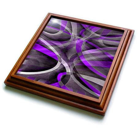 3dRose Eighties Light Purple On Grey Abstract Strip Pattern - Trivets (trv_355247_1)