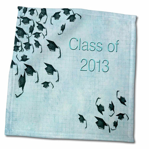 3dRose Graduation Caps in The Air, Square Textured Design, Blue - Towels (twl-101988-3) 3dRose Graduation Caps in The Air, Square Textured Design, Blue - Towels (twl-101988-3)