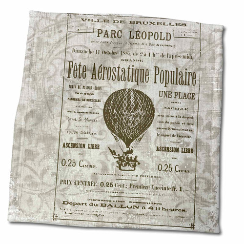 3dRose PS Vintage - Vintage French Hot Air Balloon - Towels (twl-108643-3)