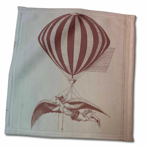 3dRose PS Vintage - Vintage Man with Wings Hot Air Balloon - Towels (twl-123713-3)