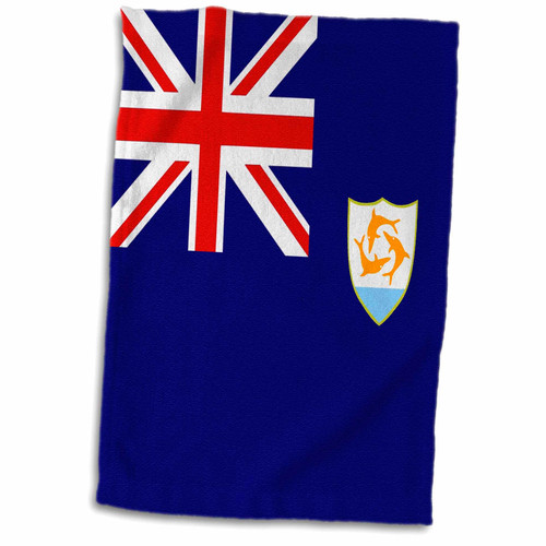 3dRose Flag of Anguilla - Caribbean island dolphin shield coat of arms on... - Towels (twl-159839-1)