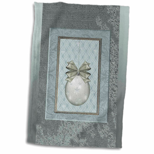 3dRose Beverly Turner Christmas Design - Sage Green Ornament with Snowflakes - Towels (twl-160066-1)