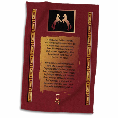 3dRose Two Black Horses, Sign of The Horse, Energy, Outgoing Nature, and... - Towels (twl-160092-1)