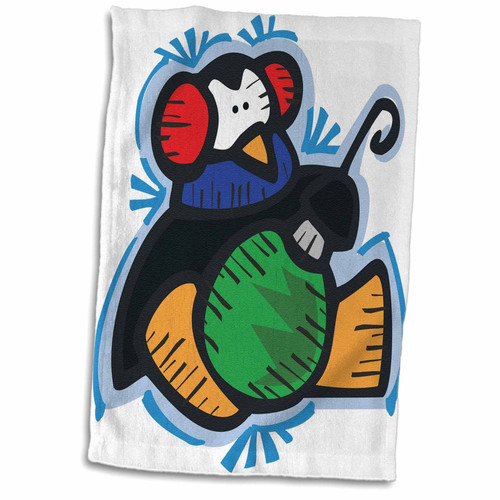 3dRose Blonde Designs Happy Holidays for All - Cute Bundled Up Penguin - Towels (twl-160429-1)