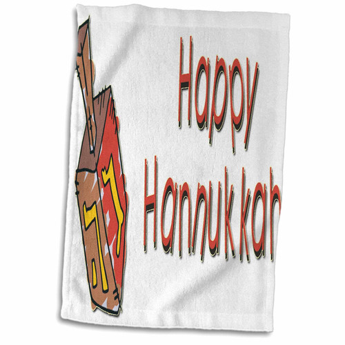 3dRose Blonde Designs Happy Holidays For All - Happy Hannukkah Dreidle - Towels (twl-160468-1)