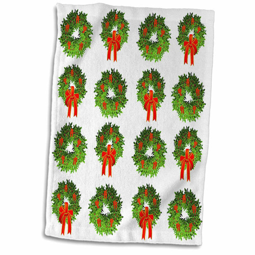 3dRose Boehm Graphics Pattern - Christmas Wreaths Variety Pattern - Towels (twl-162363-1)