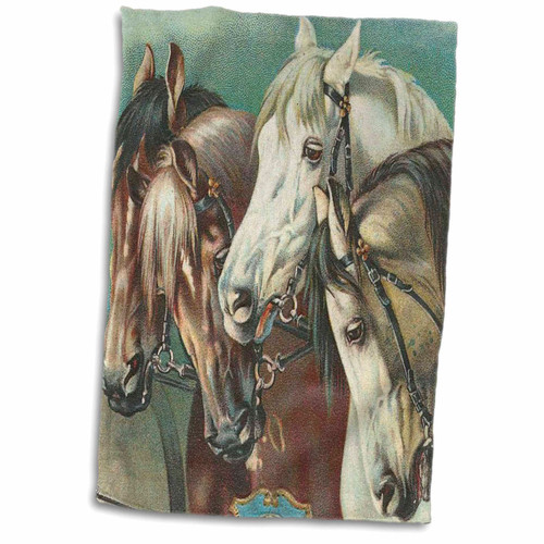 3dRose TNMPastPerfect Animals - Vintage Four Horses Artwork - Towels (twl-165447-1)