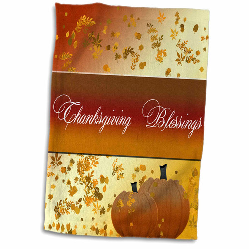 3dRose Thanksgiving Blessings, fall background and pumpkins - Towels (twl-165726-1)