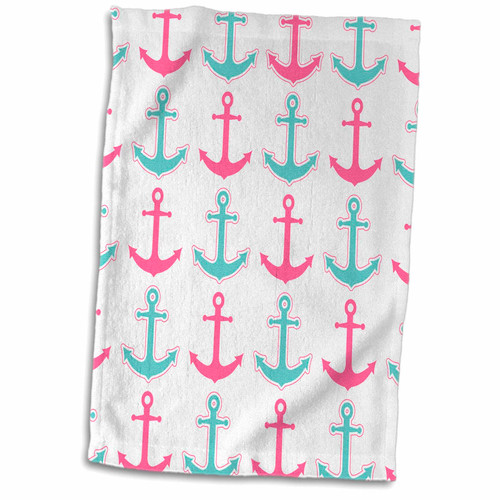 3dRose Janna Salak Designs Nautical - Pink and Aqua Anchors - Towels (twl-165892-1) 3dRose Janna Salak Designs Nautical - Pink and Aqua Anchors - Towels (twl-165892-1)