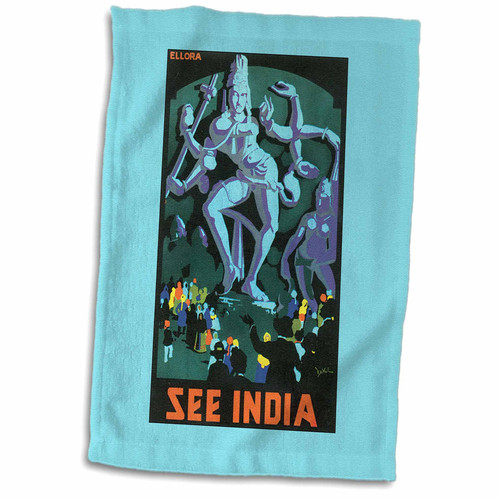 3dRose See Colorful Vintage Travel Poster Luggage Label - Towels (twl-172093-1)