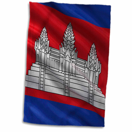 3dRose Flag of Cambodia waving in the wind - Towels (twl-178753-1)