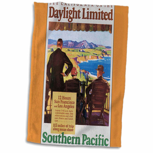 3dRose See California Southern Pacific Railroad Vintage Travel Poster - Towels (twl-180221-1)