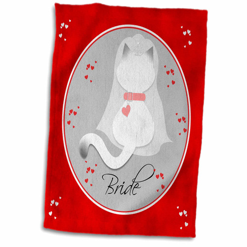 3dRose Red Marbled Siamese Kitty Cat Wedding Bride - Towels (twl-182662-1)