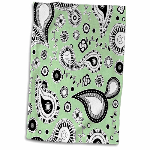 3dRose Colorful Paisley Pattern - Green - Towels (twl-185459-1)