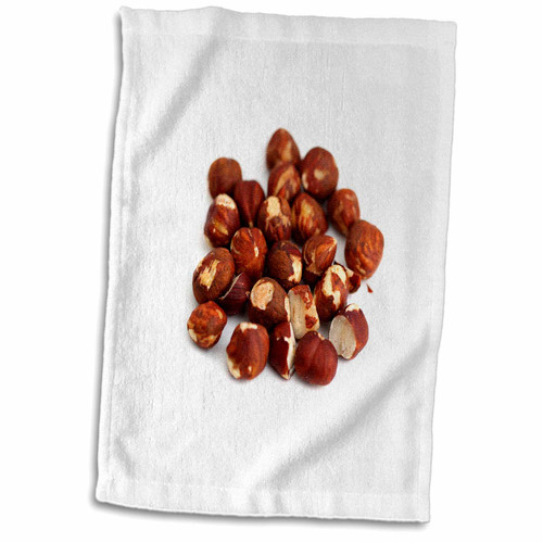 3dRose Pile of Brown Hazelnuts on White Background. - Towels (twl-200215-1)