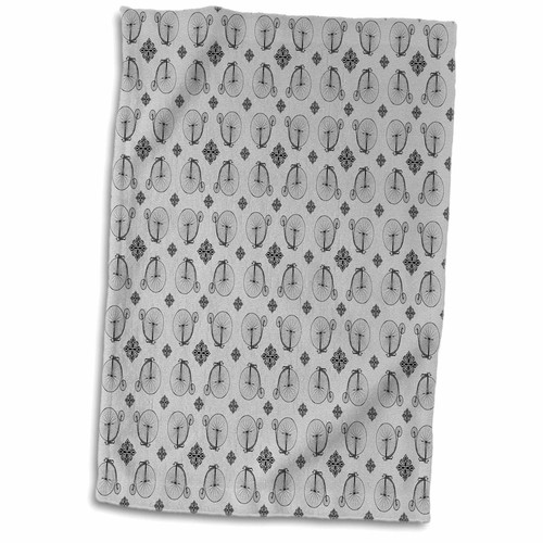 3dRose PS Vintage - Vintage Grey Bicycles - Towels (twl-202305-1)